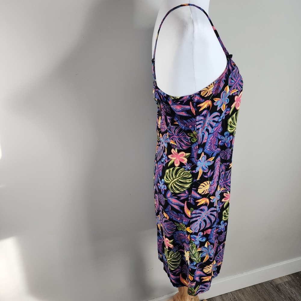 Vans Floral Slip Dress Womens Small Black Tropical Adjustable Strap Vacation - Picture 3 of 15